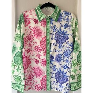 Karolina Womens Colorful Floral Button Up Blouse. Size M‎
